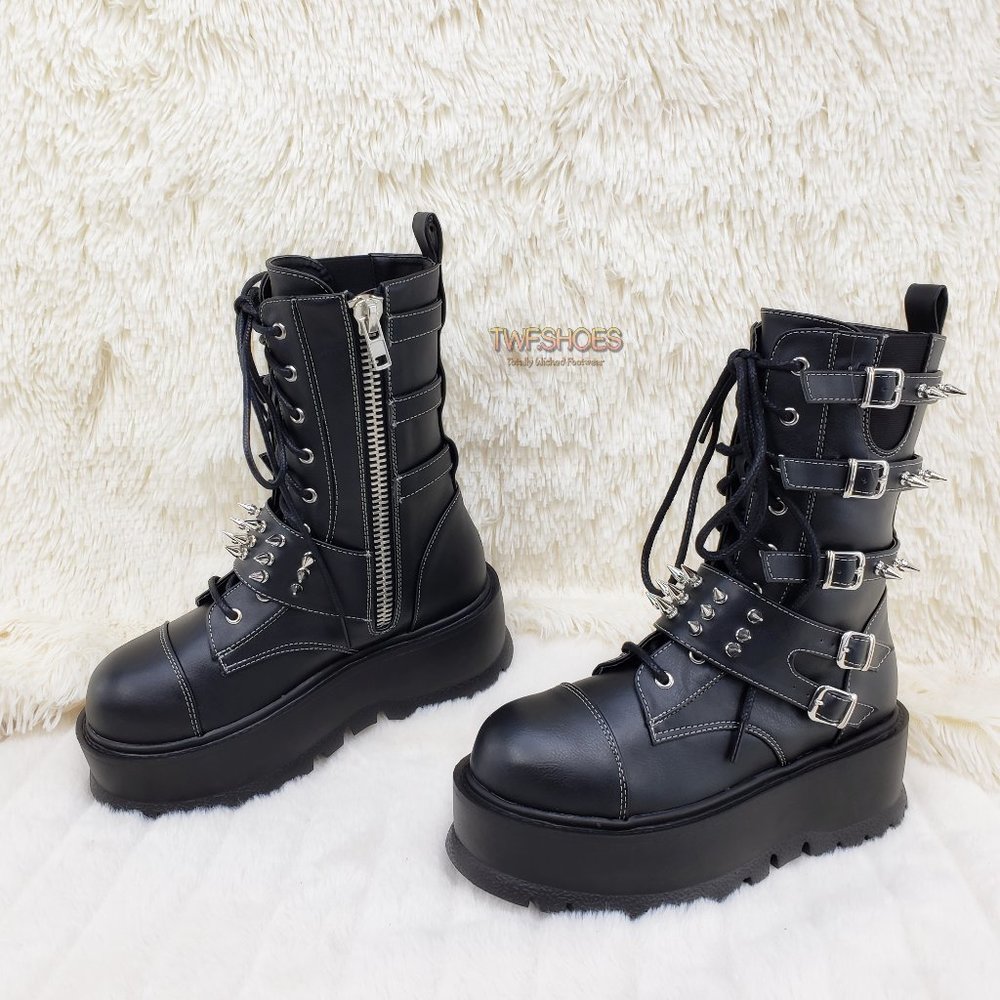 Spiked Strap Goth Punk Platform Boots Slacker